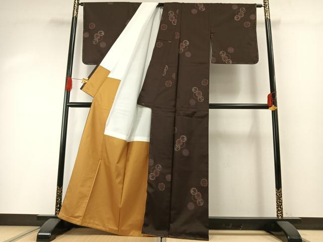 平和屋着物●本場大島紬　地空　雪輪花文　正絹　逸品　未使用　AABH0543fy