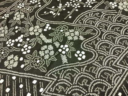 平和屋着物●訪問着　総絞り　草花文　黒地　正絹　逸品　AABH0548fy