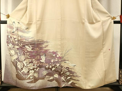 平和屋着物●中島博司　訪問着　花鳥文　正絹　逸品　AABH0549fy