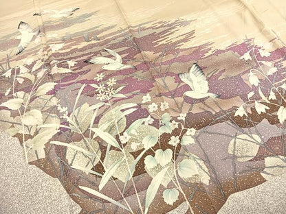 平和屋着物●中島博司　訪問着　花鳥文　正絹　逸品　AABH0549fy