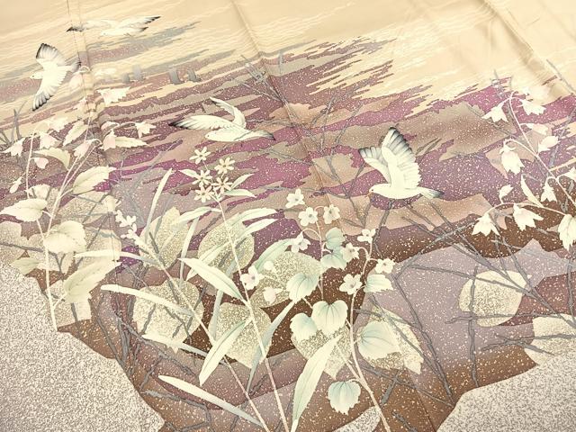 平和屋着物●中島博司　訪問着　花鳥文　正絹　逸品　AABH0549fy