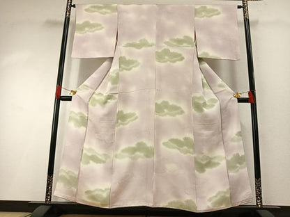 平和屋着物●上質な小紋　地紋起こし　雲取り文　暈し染め　正絹　逸品　AABH0550fy