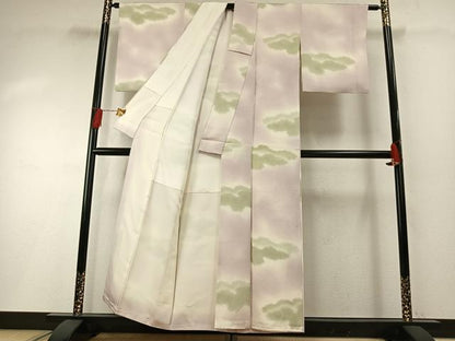 平和屋着物●上質な小紋　地紋起こし　雲取り文　暈し染め　正絹　逸品　AABH0550fy