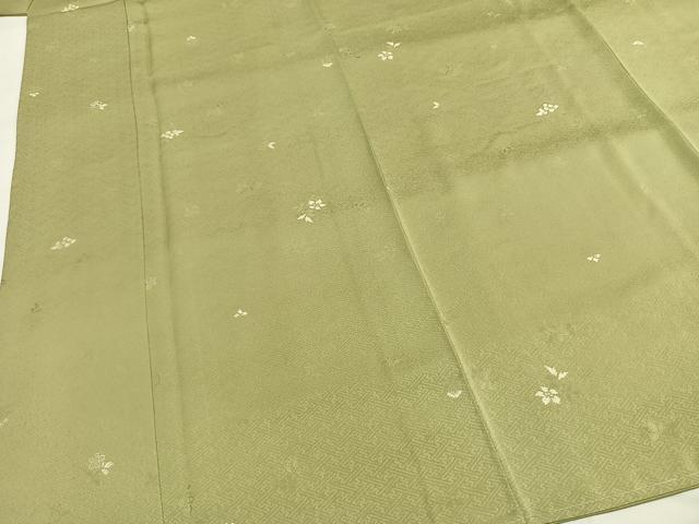 平和屋着物●上質な小紋　天蚕糸縫取　舞花文　反端付き　正絹　逸品　未使用　AABH0551fy