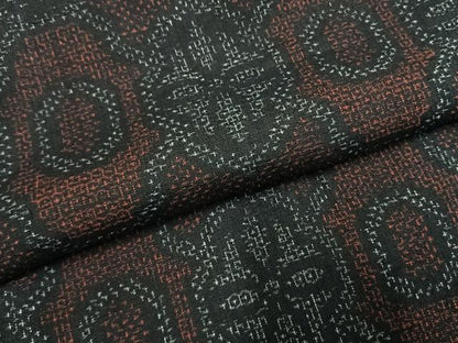 平和屋着物●結城紬　80亀甲　吉祥花文　正絹　逸品　AABH0553fy