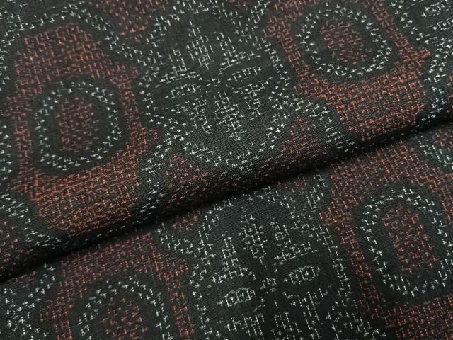 平和屋着物●結城紬　80亀甲　吉祥花文　正絹　逸品　AABH0553fy