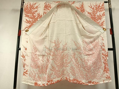 平和屋着物●振袖用長襦袢　無双仕立て　枝花文　正絹　逸品　AABH0562fy