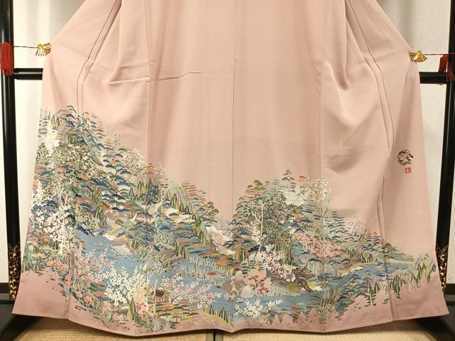 平和屋着物●豪華色留袖　友禅　作家物　風景花文　暈し染め　正絹　逸品　AABH0563fy
