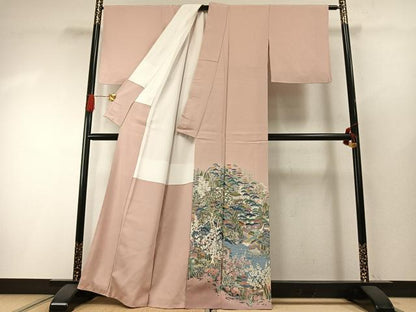 平和屋着物●豪華色留袖　友禅　作家物　風景花文　暈し染め　正絹　逸品　AABH0563fy
