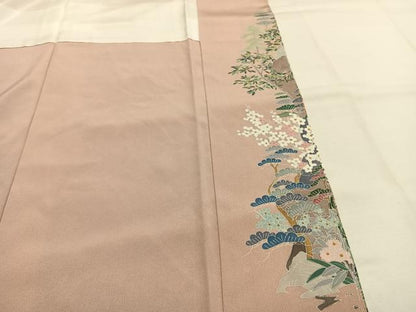 平和屋着物●豪華色留袖　友禅　作家物　風景花文　暈し染め　正絹　逸品　AABH0563fy