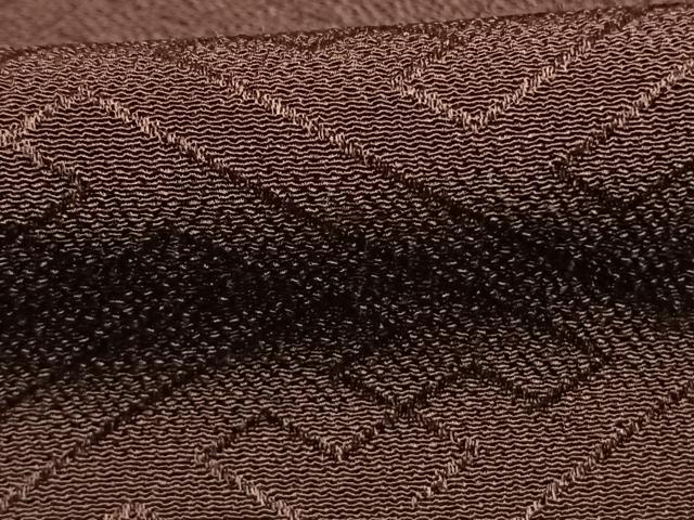 平和屋着物●上質な色無地　紗綾形地紋　黒鳶色　ロング丈　正絹　逸品　未使用　AABH0565fy