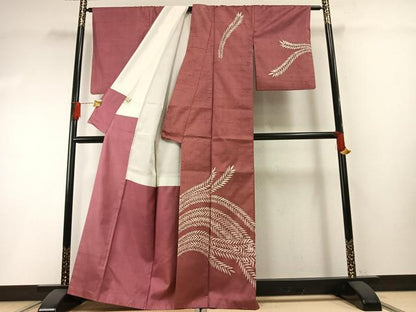 平和屋着物●鎌倉友禅　坂井教人　日本工芸会正会員　訪問着　紬地　枝葉文　正絹　逸品　AABH0566fy