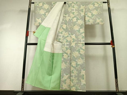 平和屋着物●本場大島紬　150亀甲　草花文　正絹　逸品　AABH0567fy