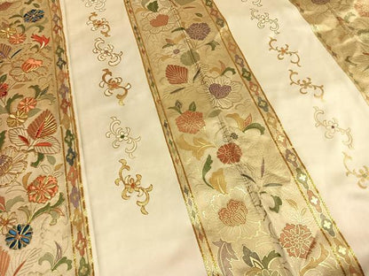 平和屋着物●豪華振袖　駒刺繍　草花間道　金彩　正絹　逸品　AABH0568fy