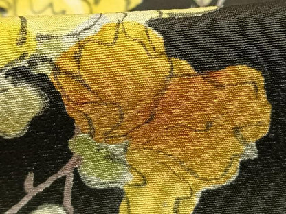 平和屋着物●訪問着　手描き　枝花文　黒地　正絹　逸品　AABH0570fy