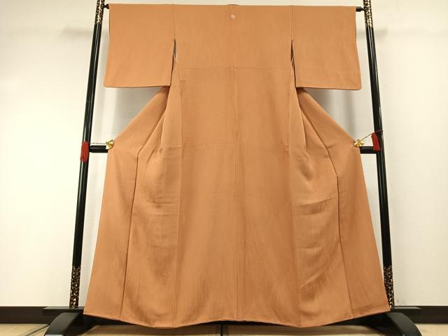 平和屋着物●上質な色無地　樹林地紋　小麦色　正絹　逸品　AABH0571fy