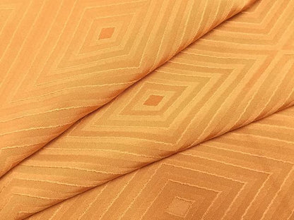 平和屋着物●上質な色無地　菱地紋　黄茶色　正絹　逸品　未使用　AABH0572fy