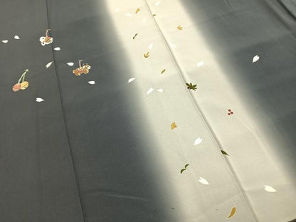 平和屋着物●訪問着　友禅　作家物　舞桜文　牛　犬　金彩　正絹　逸品　AABH0576fy