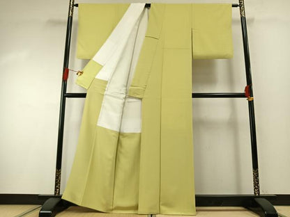 平和屋着物●上質な色無地　刈安色　正絹　逸品　AABH0583fy