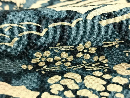 平和屋着物●上質な小紋　藍　型染め　風景文　正絹　逸品　AABH0584fy