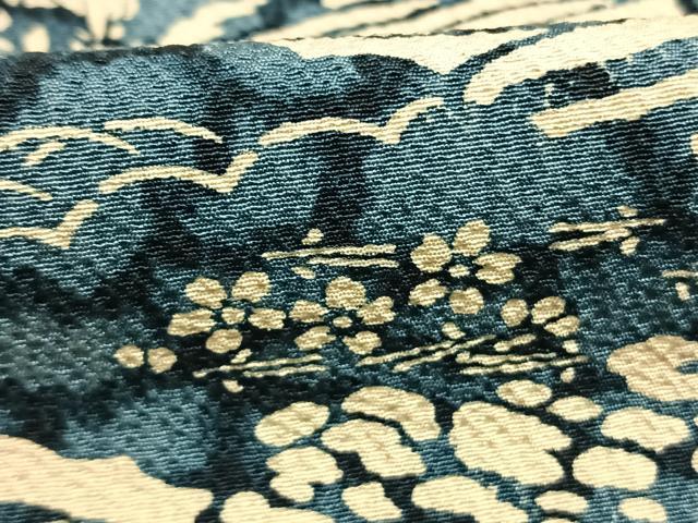 平和屋着物●上質な小紋　藍　型染め　風景文　正絹　逸品　AABH0584fy