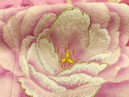 平和屋着物●豪華振袖　草花文　暈し染め　金糸　銀通し地　やまと誂製　正絹　逸品　AABH0586fy