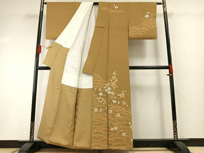 平和屋着物●十日町　名門　滝泰謹製　訪問着　枝花文　金銀彩　正絹　逸品　AABH0587fy