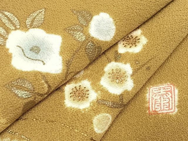 平和屋着物●十日町　名門　滝泰謹製　訪問着　枝花文　金銀彩　正絹　逸品　AABH0587fy