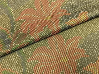 平和屋着物●上質な紬　草花文　正絹　逸品　AABH0588fy