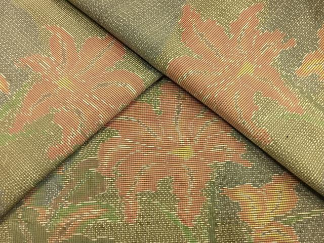 平和屋着物●上質な紬　草花文　正絹　逸品　AABH0588fy