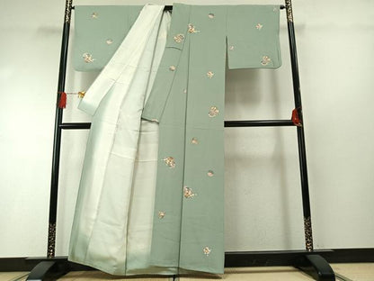 平和屋着物●上質な小紋　友禅　雪輪花文　金彩　正絹　逸品　AABH0591fy