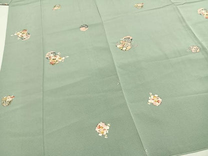 平和屋着物●上質な小紋　友禅　雪輪花文　金彩　正絹　逸品　AABH0591fy