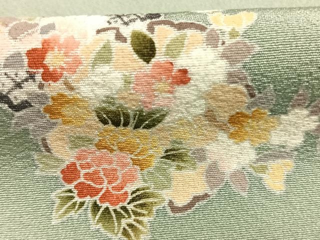 平和屋着物●上質な小紋　友禅　雪輪花文　金彩　正絹　逸品　AABH0591fy