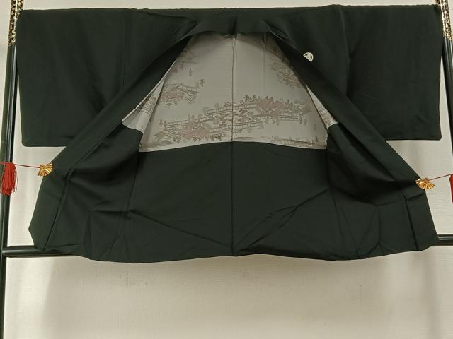 平和屋着物●男性　黒紋付　羽織セット　正絹　逸品　AABH0592fy