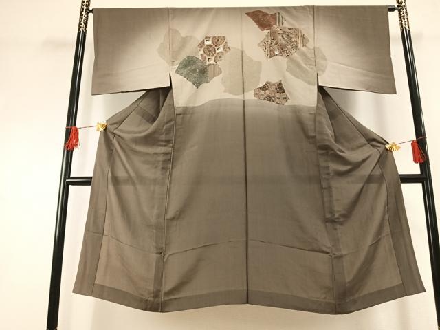 平和屋着物●男性　本場村山大島紬　アンサンブル　長襦袢(無双仕立て)セット　亀甲柄　正絹　逸品　AABH0595fy