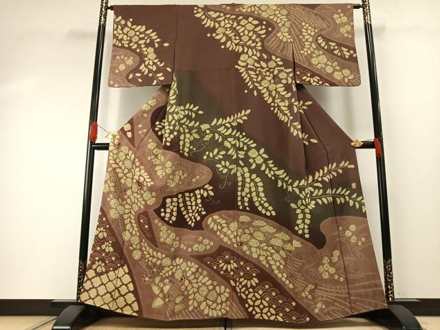 平和屋着物●十日町　名門　滝泰謹製　訪問着　絞り　辻が花　暈し染め　正絹　逸品　AABH0596fy