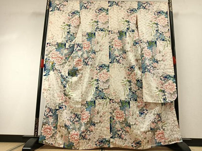平和屋着物●豪華振袖　手描き　草花文　金彩　正絹　逸品　AABH0597fy