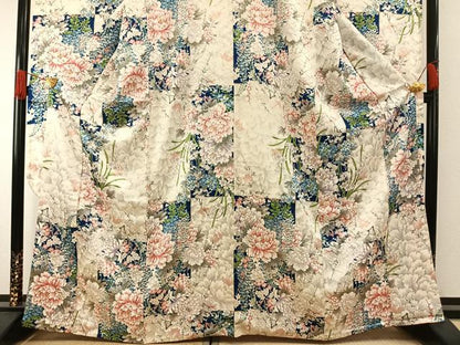 平和屋着物●豪華振袖　手描き　草花文　金彩　正絹　逸品　AABH0597fy