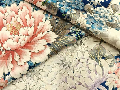 平和屋着物●豪華振袖　手描き　草花文　金彩　正絹　逸品　AABH0597fy