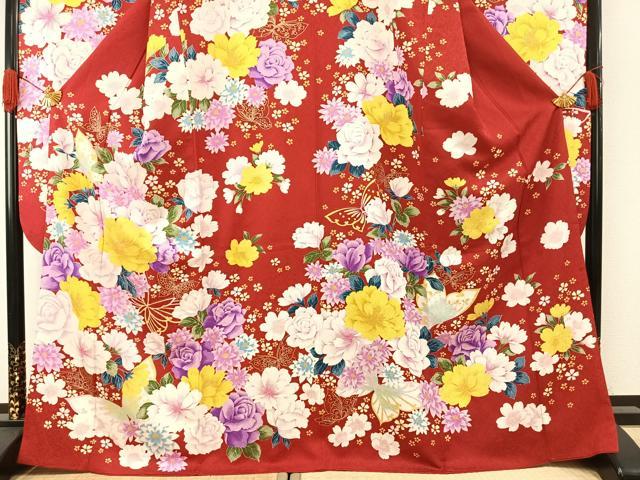 平和屋着物●豪華振袖　花蝶文　金彩　正絹　逸品　AABH0598fy