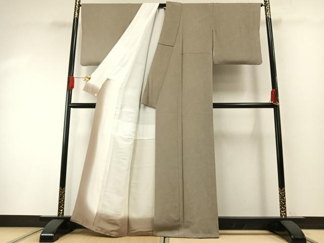 平和屋着物●江戸小紋　作家物　草木染　鮫小紋柄　鬼しぼ縮緬　正絹　逸品　AABH0601fy