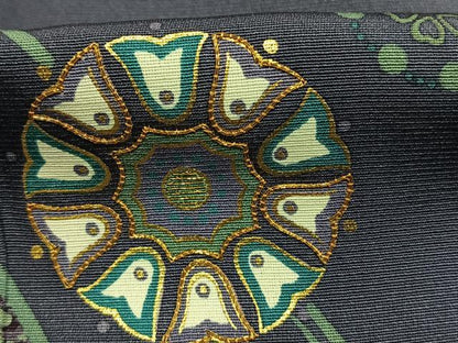 平和屋着物●森英恵・HANAE MORI　訪問着　駒刺繍　吉祥花文　金彩　正絹　逸品　AABH0602fy