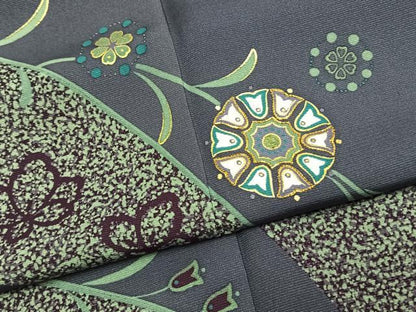 平和屋着物●森英恵・HANAE MORI　訪問着　駒刺繍　吉祥花文　金彩　正絹　逸品　AABH0602fy