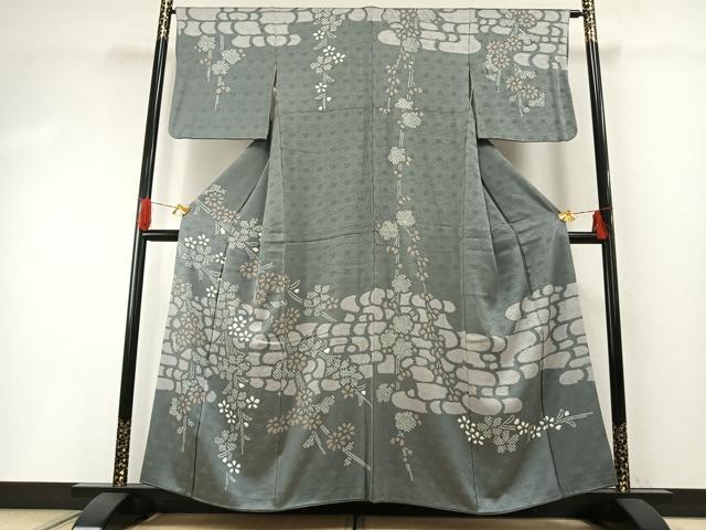 平和屋着物●訪問着　絞り　舞花文　正絹　逸品　AABH0603fy