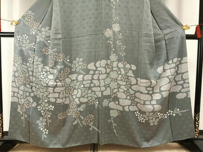 平和屋着物●訪問着　絞り　舞花文　正絹　逸品　AABH0603fy