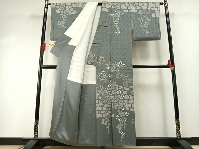 平和屋着物●訪問着　絞り　舞花文　正絹　逸品　AABH0603fy