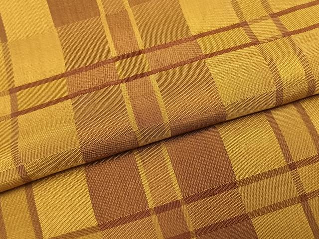 平和屋着物●本場黄八丈　市松綾織　紬　正絹　逸品　AABH0604fy