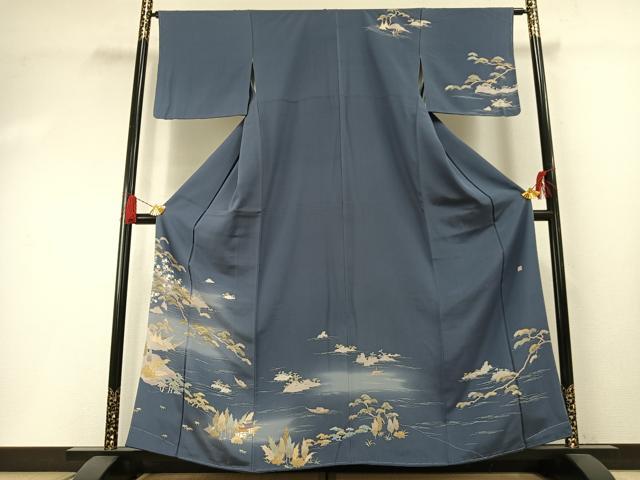 平和屋着物●訪問着　友禅　作家物　風景文　暈し染め　正絹　逸品　未使用　AABH0606fy