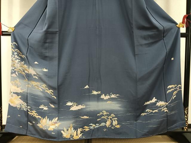 平和屋着物●訪問着　友禅　作家物　風景文　暈し染め　正絹　逸品　未使用　AABH0606fy