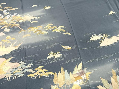 平和屋着物●訪問着　友禅　作家物　風景文　暈し染め　正絹　逸品　未使用　AABH0606fy